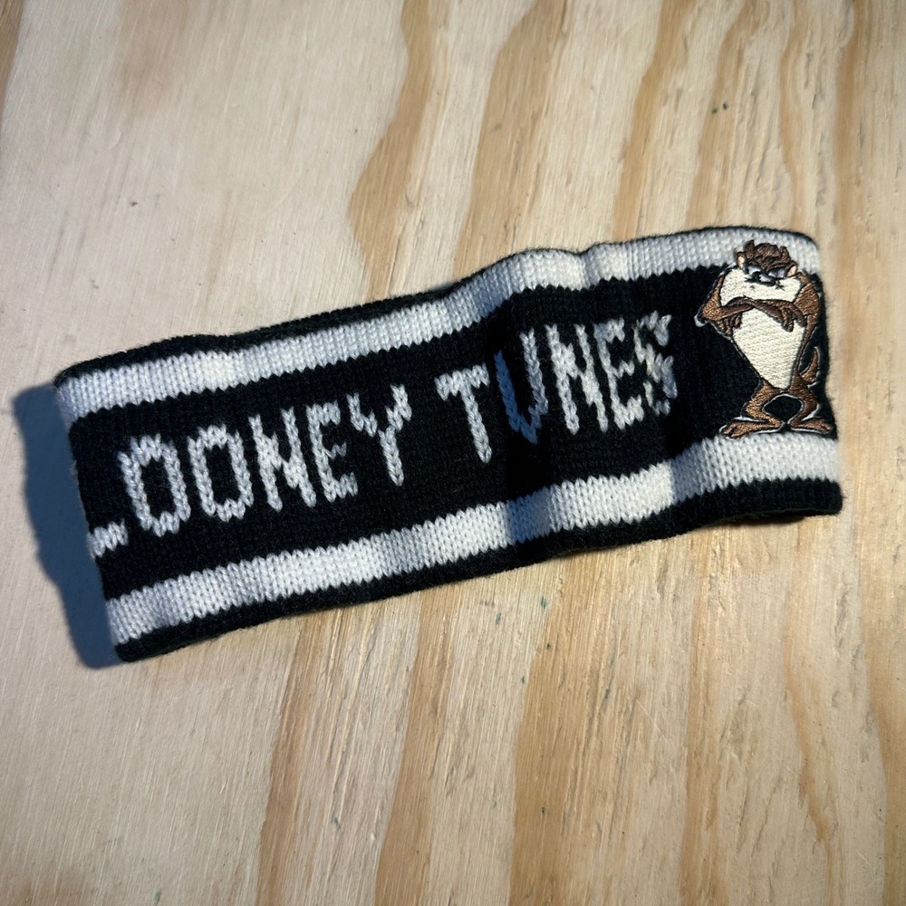 Looney Tunes Tasmanian Devil Taz Knit Headband Black White Vintage Style 7-14